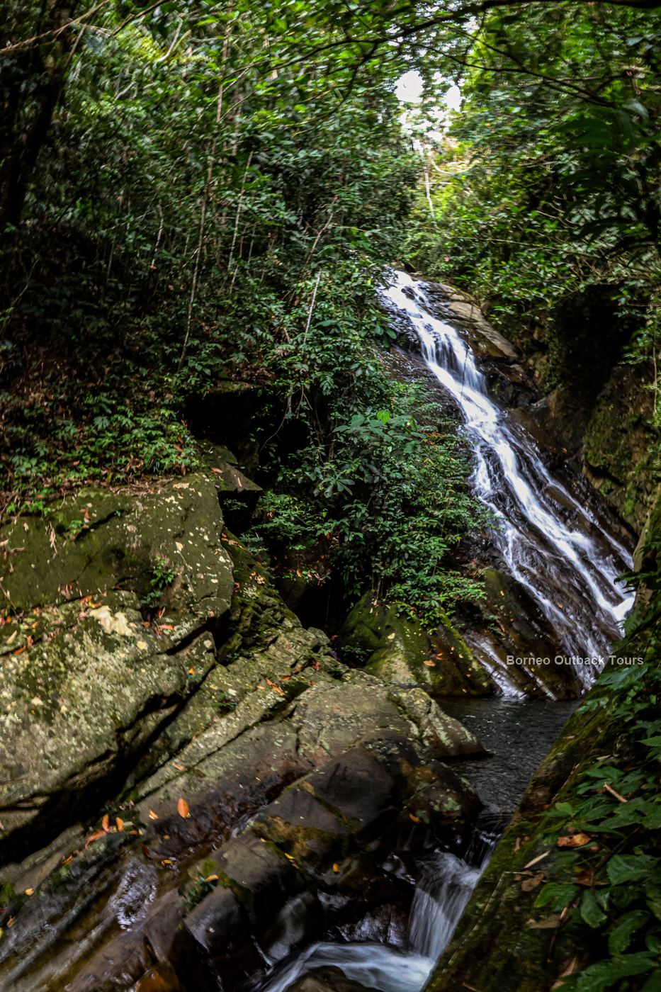 White water surging through a rainforest gorge in the Sapulot interior, Sabah